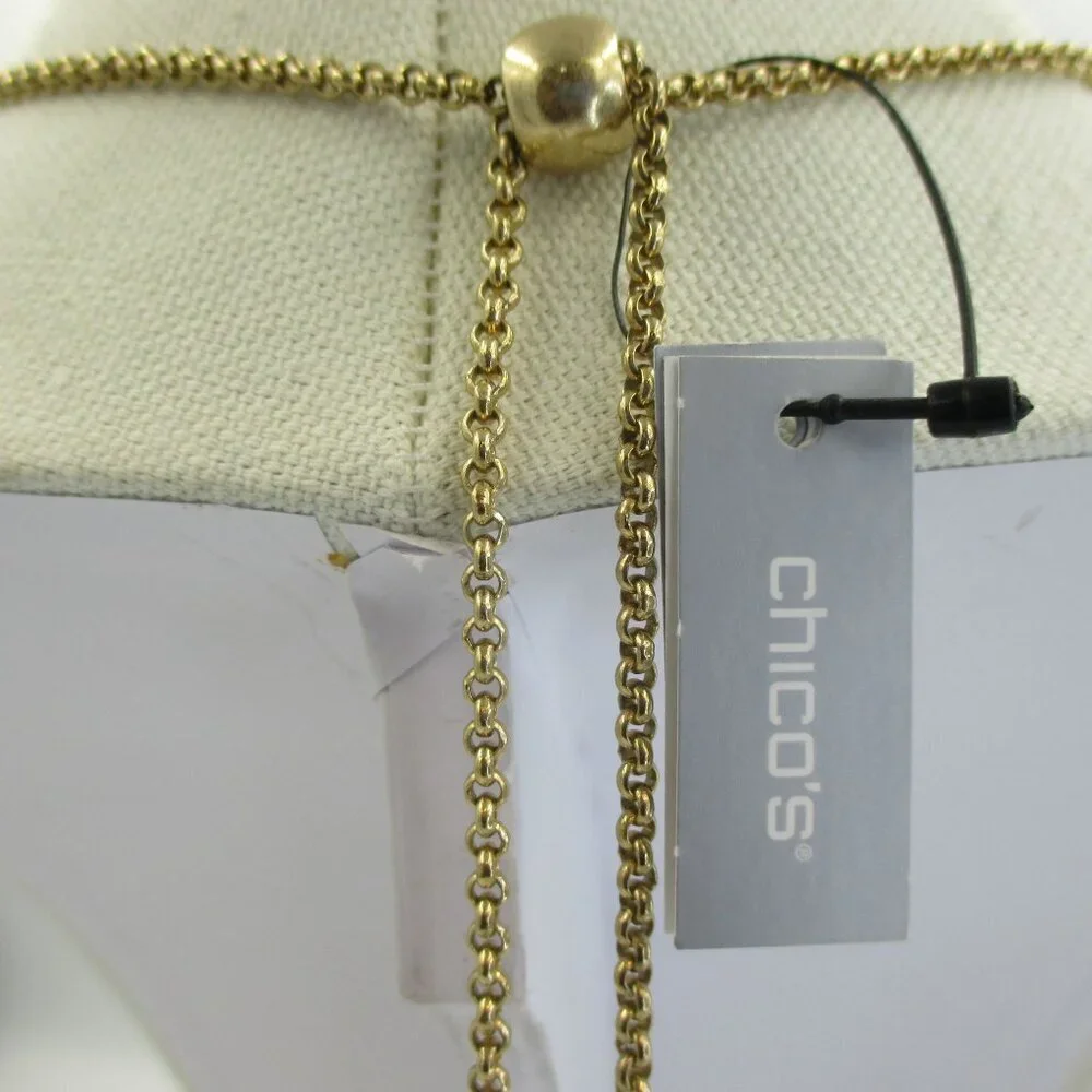 Chico's Gold Tone Adjustable Necklace Art to Wear NEW $49 - Picture 8 of 10